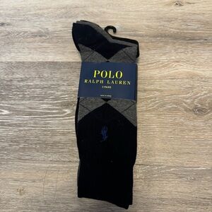 3 Pair Polo Ralph Lauren Black Gray Multi Navy Casual Dress Socks Size 10-13 Men